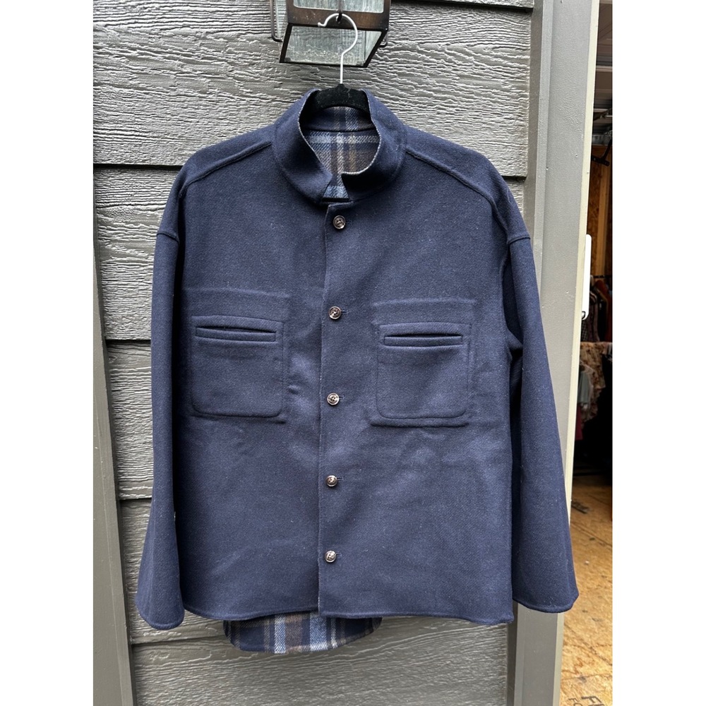 Tuckernuck Navy and Plaid Reversible Bonnie Jacket Stand Collar Large NWT - Picture 9 of 10